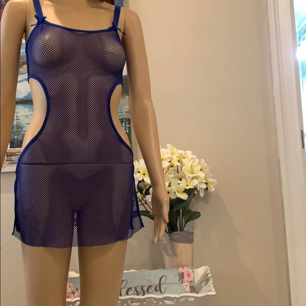 Sexy Blue Net Lingerie